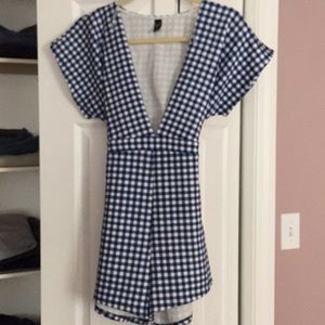 Blue Gingham Romper